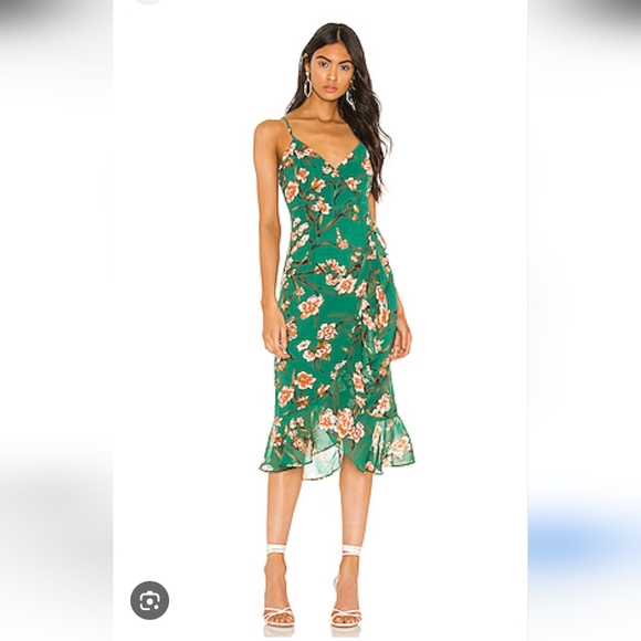 NWOT Bardot X Revolve Malika Dress Floral in Orange and Green - Picture 1 of 7